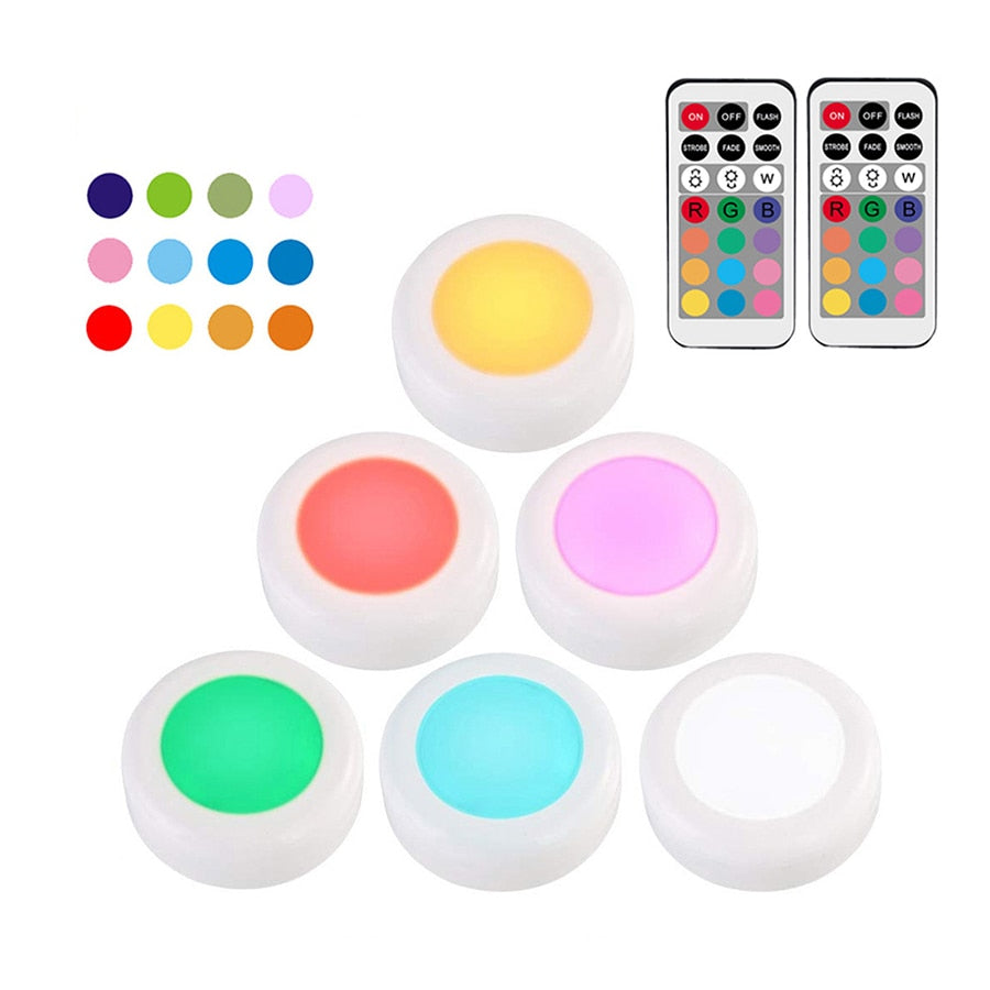 Wireless LED Puck Lights RGB 12 Colors Dimmable Touch Sensor led Under Cabinet Light For Close Wardrobe Stair Hallway Night lamp