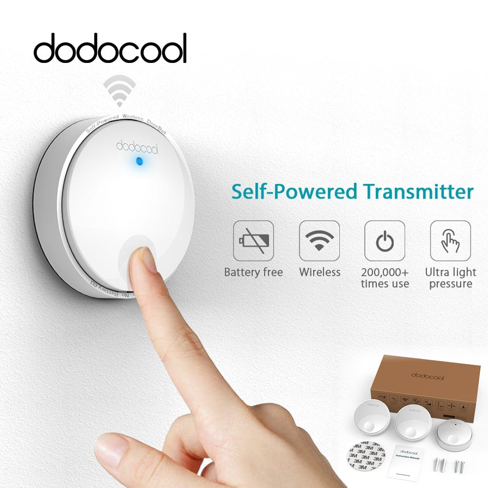 Self-powered Wireless Doorbell Remote Door Bell Chime No need battery IPX7 Waterproof 38 Melodie 262ft Range EU/US Plug