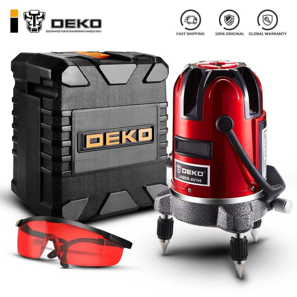 DEKO LL5 Series 5 Line 6 Points Red/Green Laser Level Self-leveling Horizontal&Vertical 360 Degree Adjustment Higher Visibility